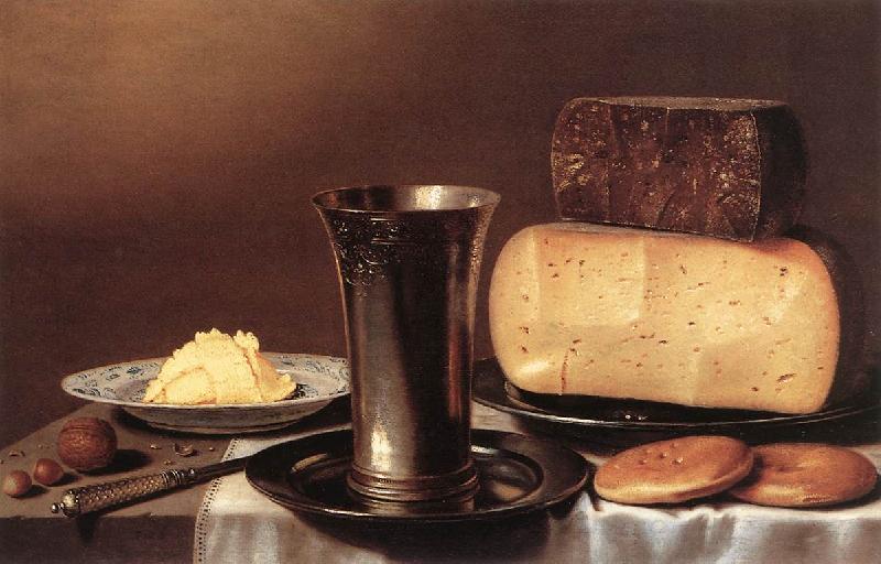 SCHOOTEN, Floris Gerritsz. van Still-life with Glass, Cheese, Butter and Cake A Germany oil painting art
